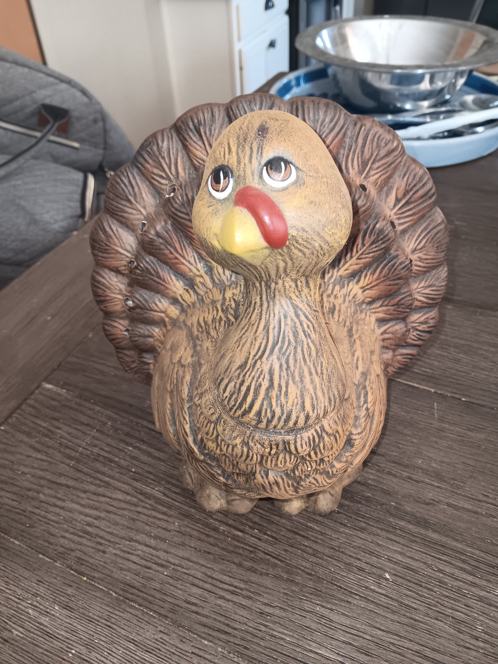 Brown Turkey Figurine with Red and Yellow Beak